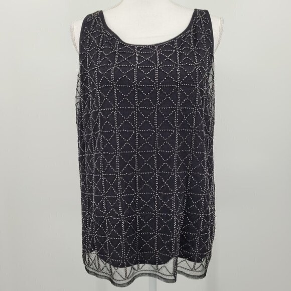 Chico's Black Metallic Beaded Sleeveless Top - Picture 1 of 9